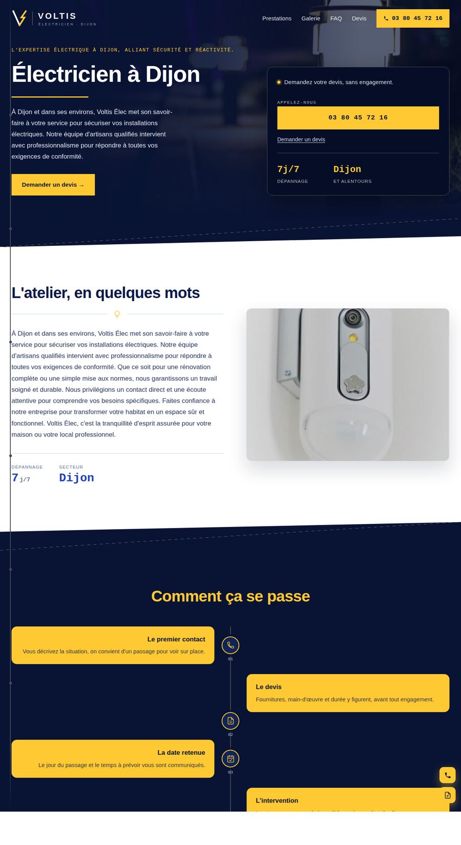 Site internet d'un électricien à Dijon créé avec Quickio