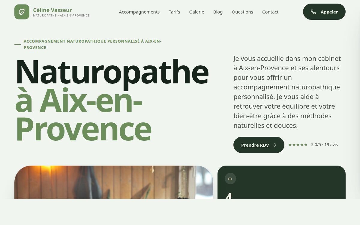 Site internet d'une naturopathe à Aix-en-Provence créé avec Quickio