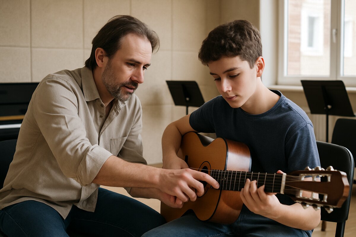 École de musique au travail