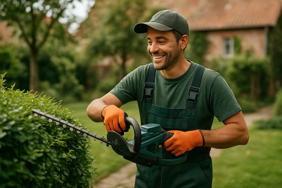 Entretien de jardin au travail