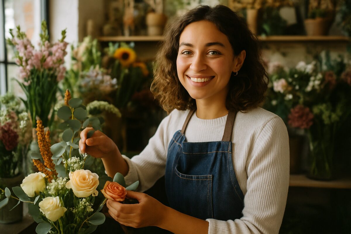 Fleuriste au travail