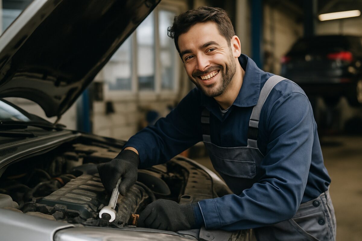 Mécanicien auto au travail