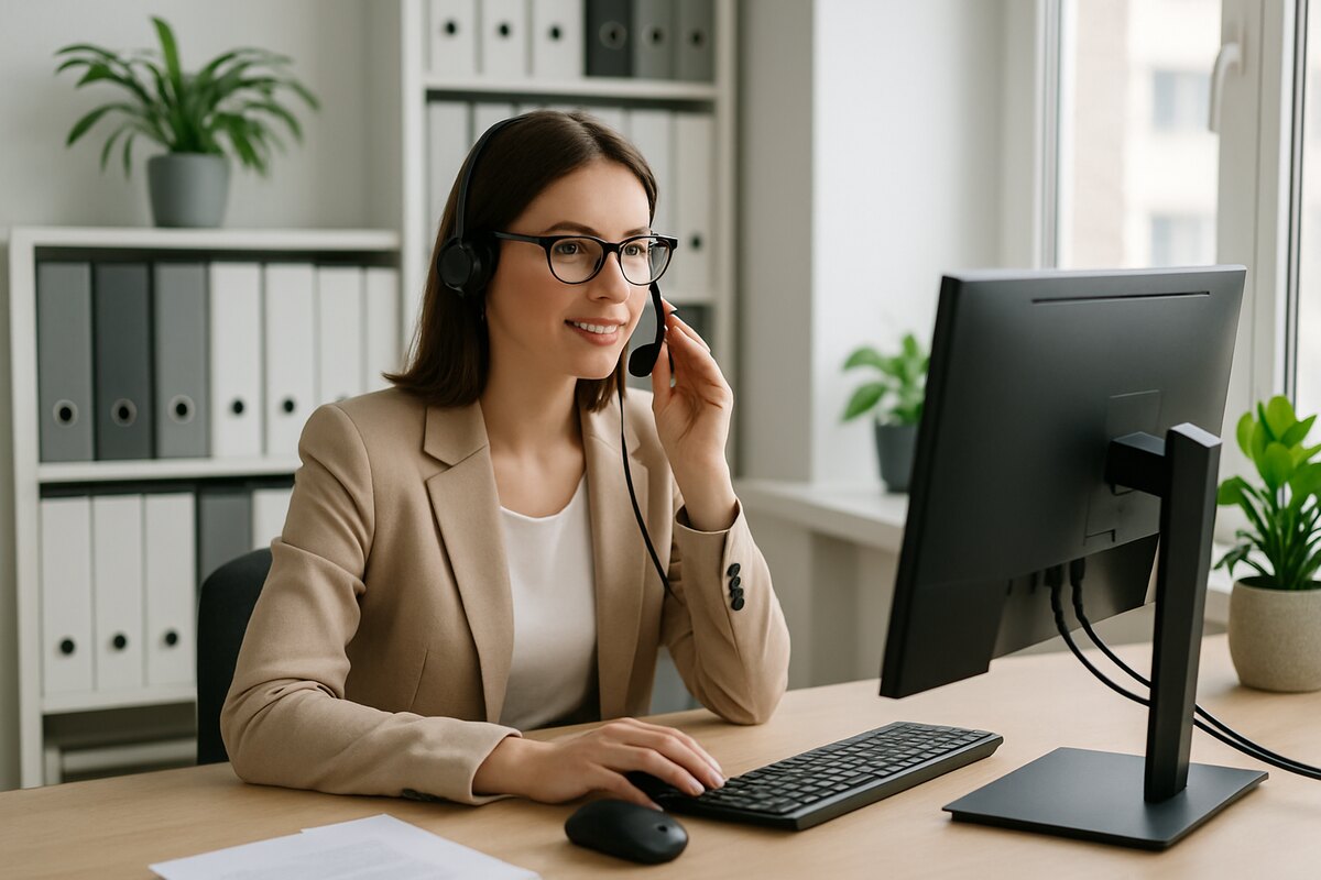 Professionnel des services administratifs au travail
